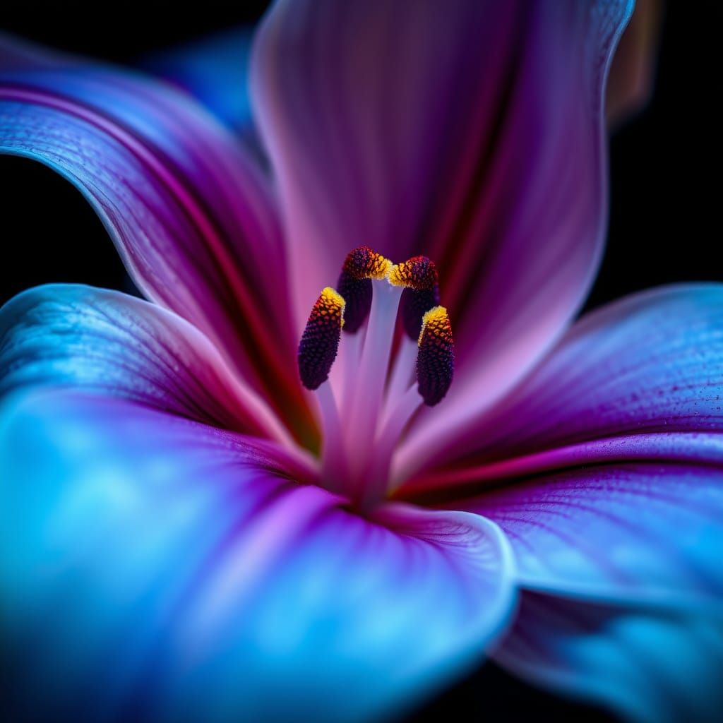 Surreal Fantasy Blooming Lily in 'Dragon Tears' Style with D...