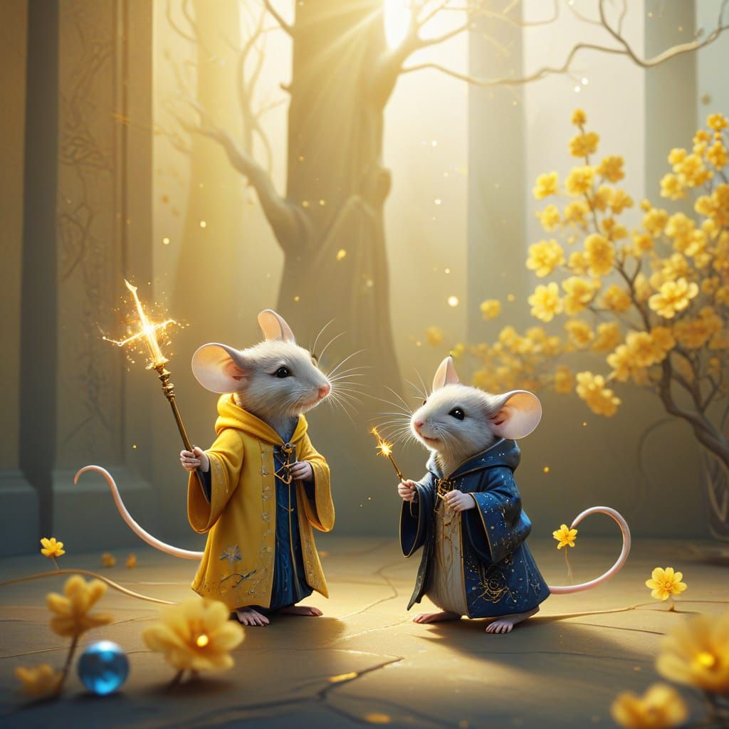 Enchanting Mouse Wizard Illustration in Dittman Style