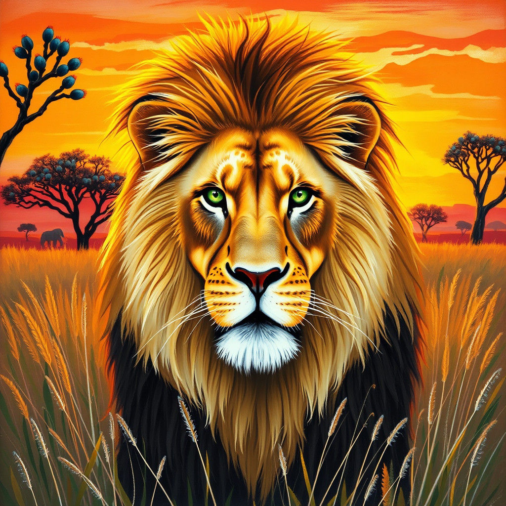 Regal Lion in Savannah: A Wildlife Portrait