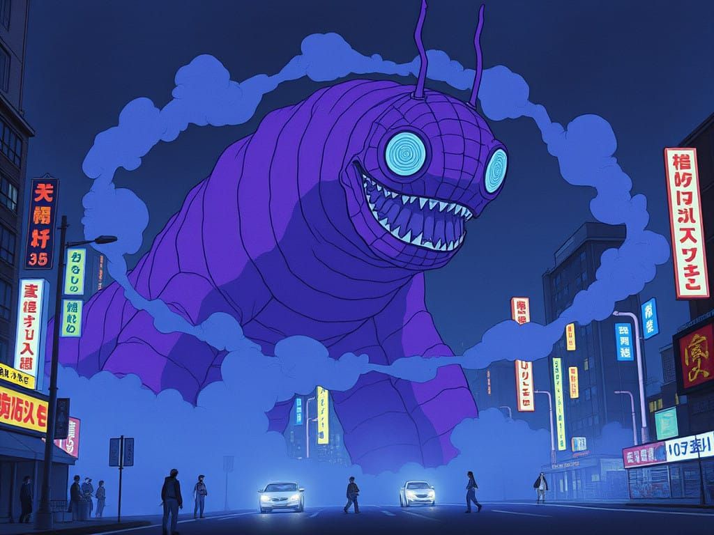 Cyberpunk Kaiju Roams 1960s Tokyo in a Whirlwind of Smoke an...
