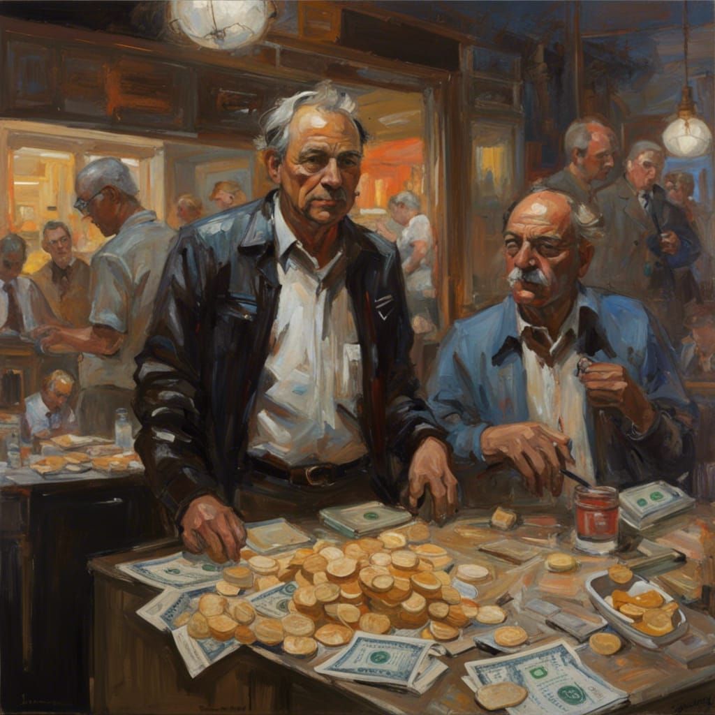Money and Chips: Surreal Oil Painting