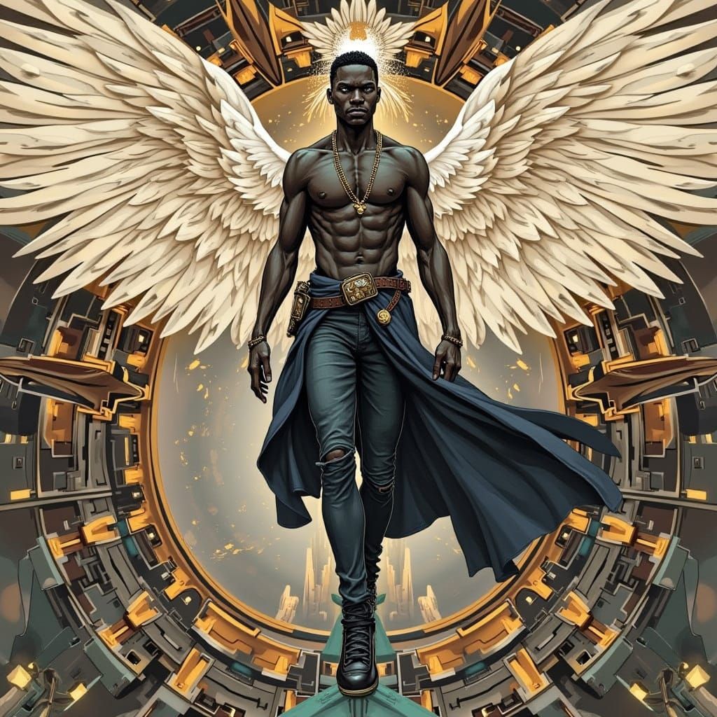 Man in City Street in Digital Painting Style