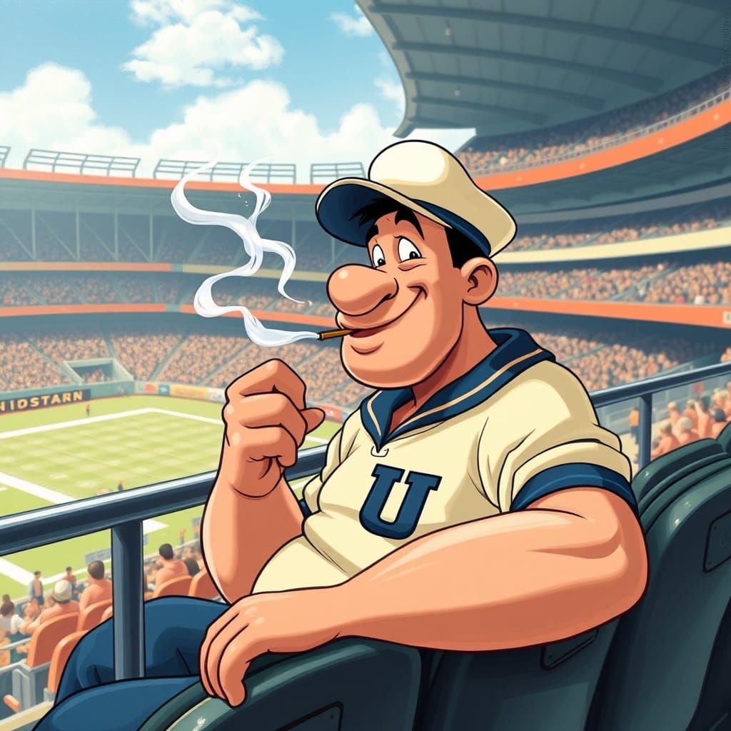 Popeye the Sailor at Soccer Game in Vintage Style