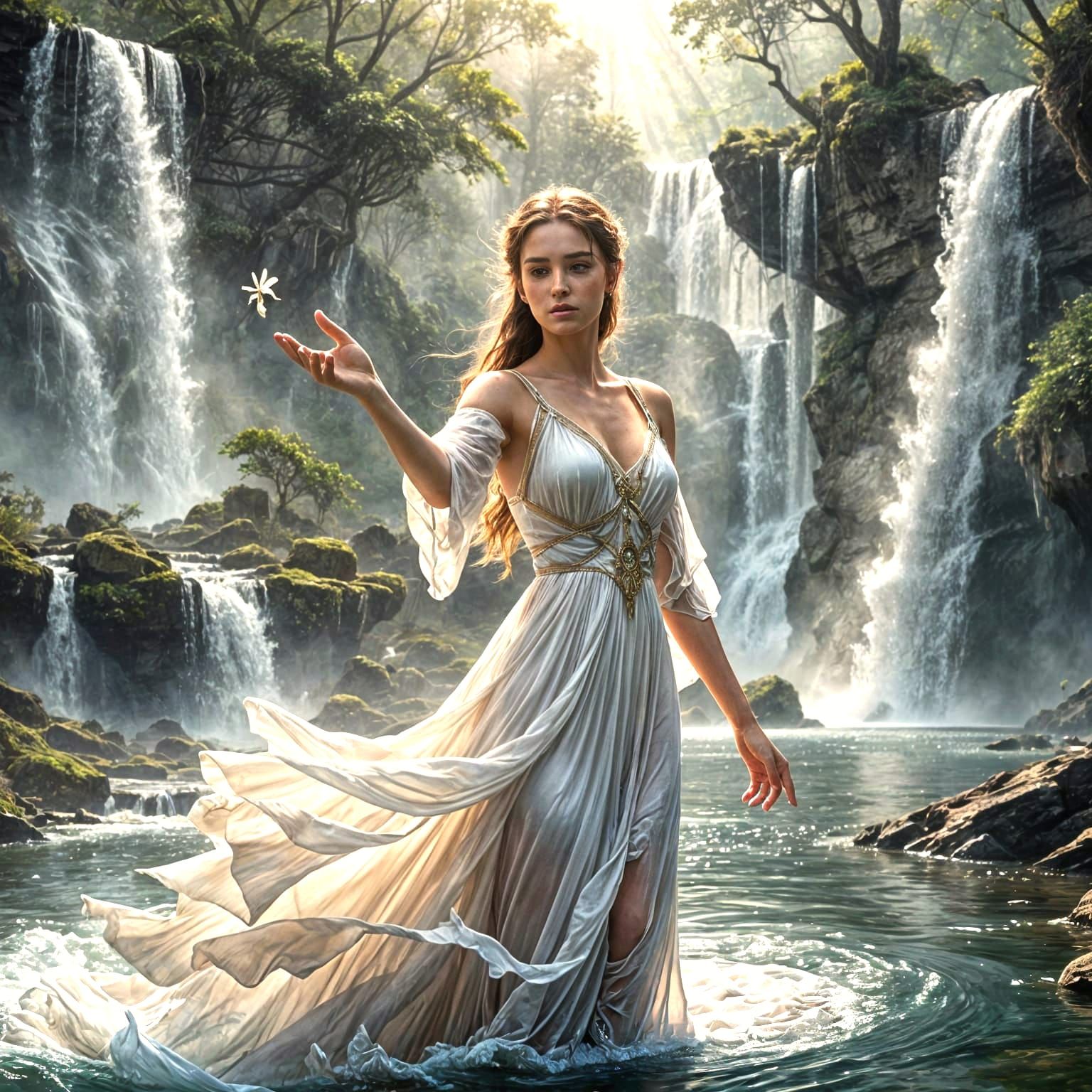 Girl Holding Faerie in Mystical Mist