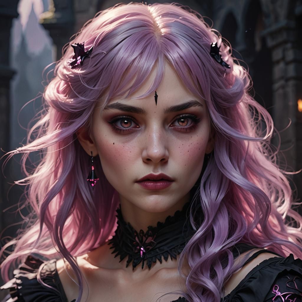 Vampire Princess in Deep Purple Dress