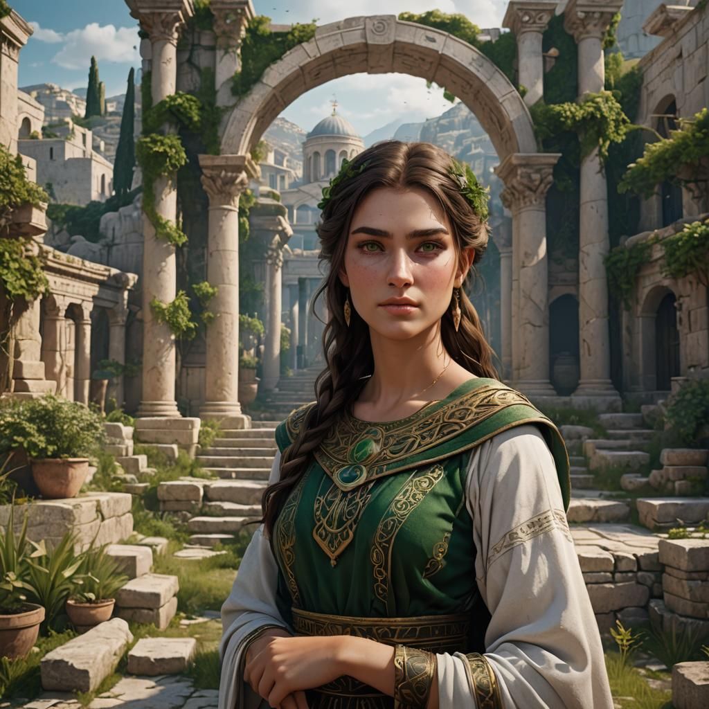 Portrait of Greek Heritage Girl in Fantasy Concept Art