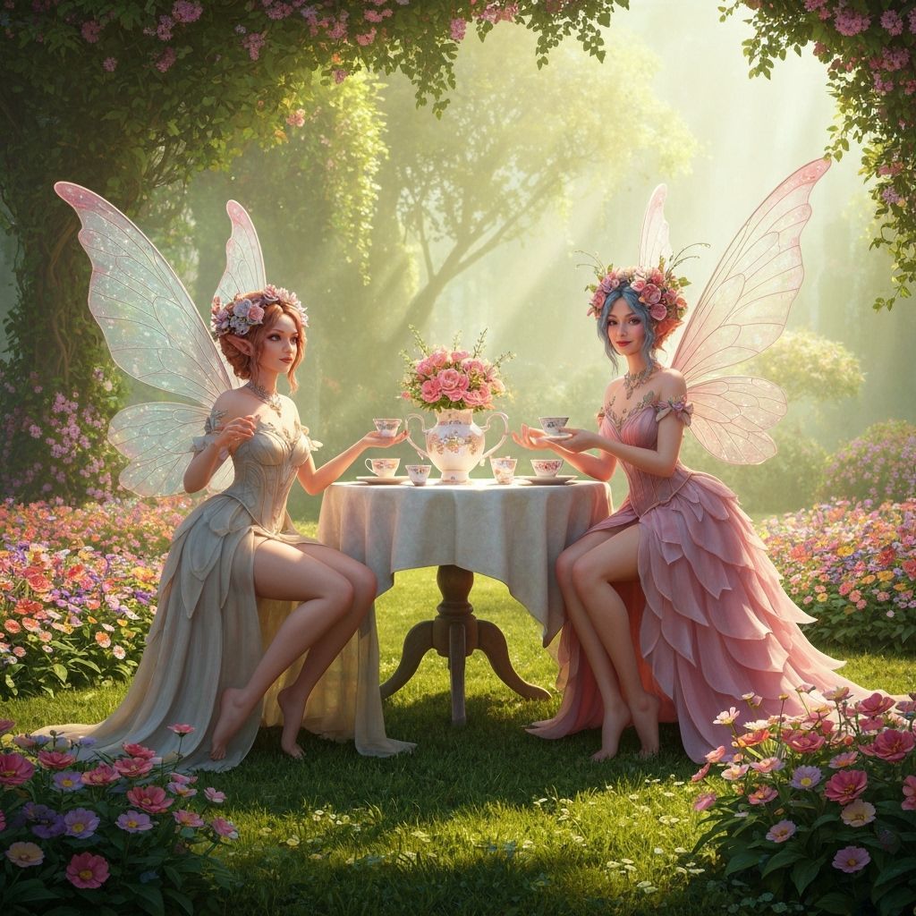 Enchanted Fairies' Tea Party in Sunny Garden