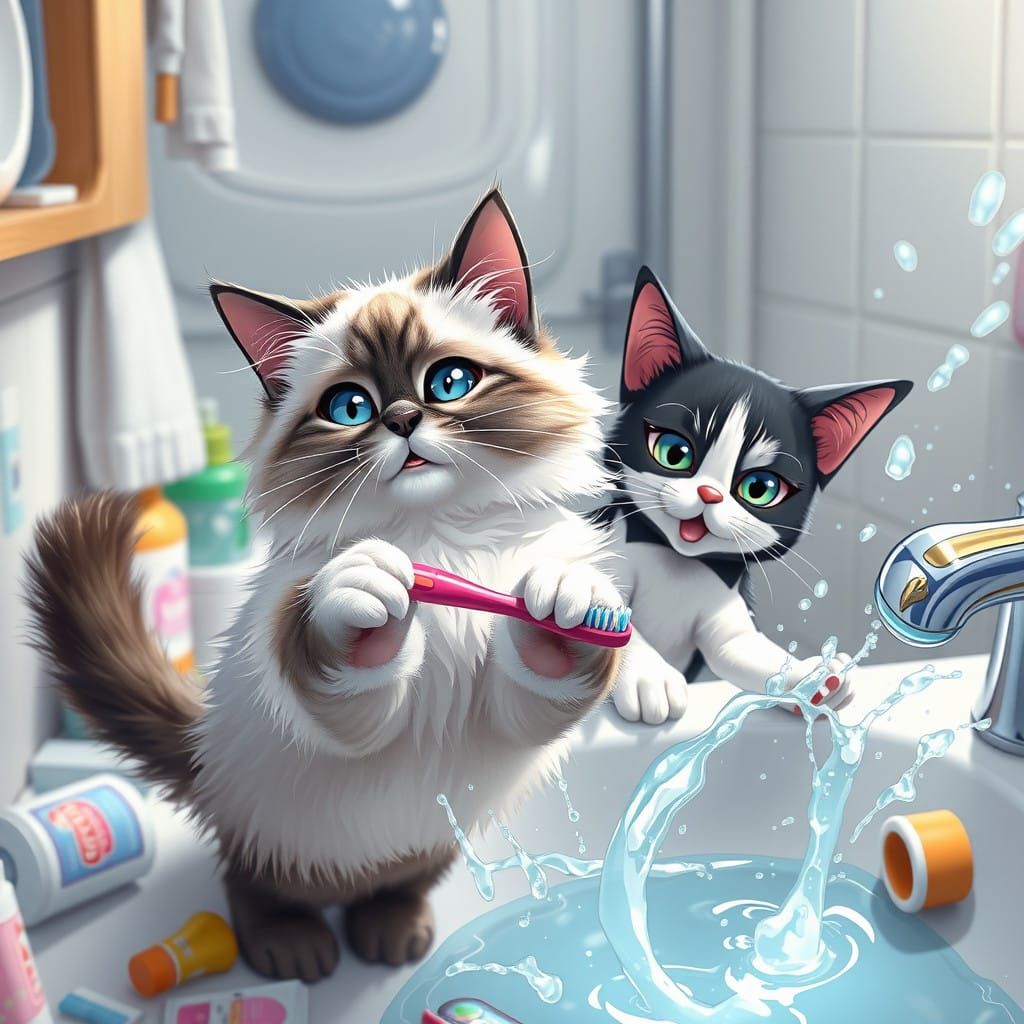 Mischievous Cats Cause Bathroom Mayhem