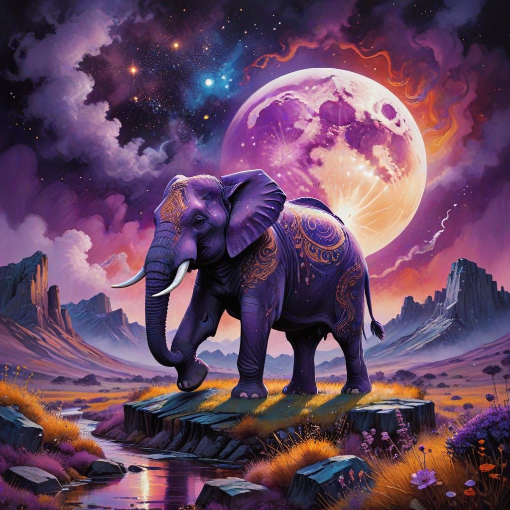 Purple Paisley Rug Masterpiece in Impressionist Style