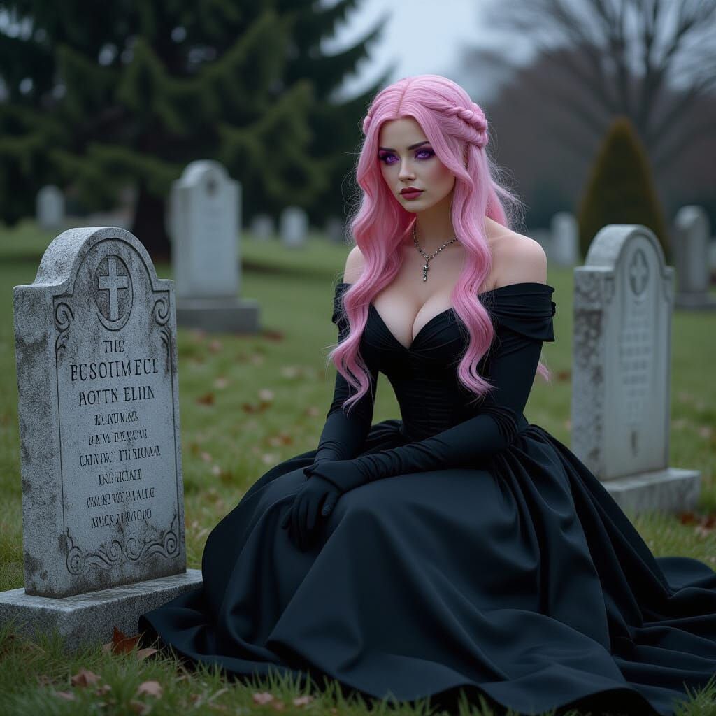 Sad Pink-Haired Woman by Graves in Cinematic Style