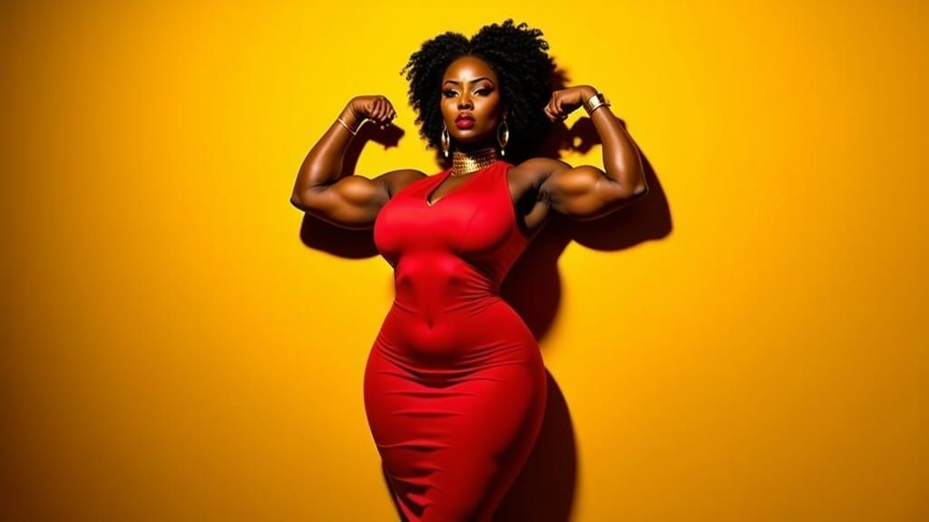 Confident Woman in Red Dress, Fine-Art Photography