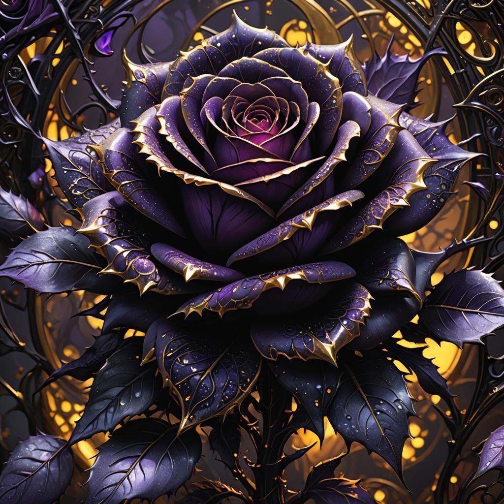 Glowing Black Rose in Dark Fantasy Concept Art