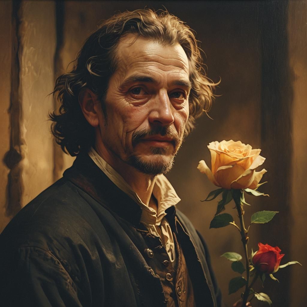 Cyclops Portrait with Golden Lighting as Oil Painting