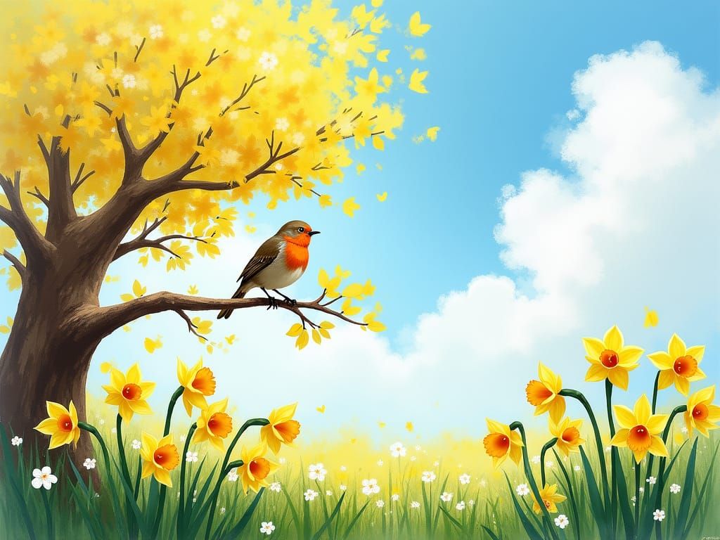 Springtime Serenity in Vibrant Watercolor