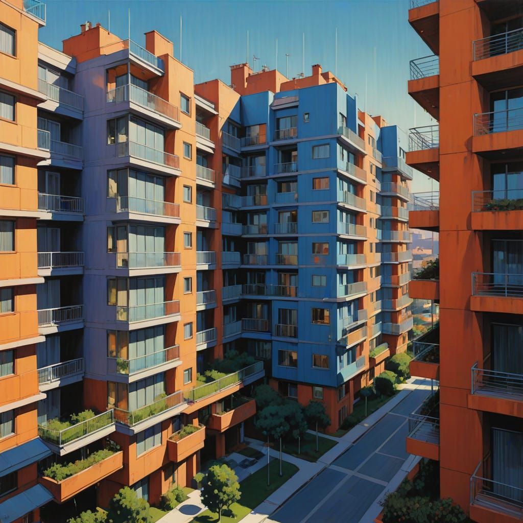 Impressionist Futuristic Spanish Apartments in Vibrant Hues