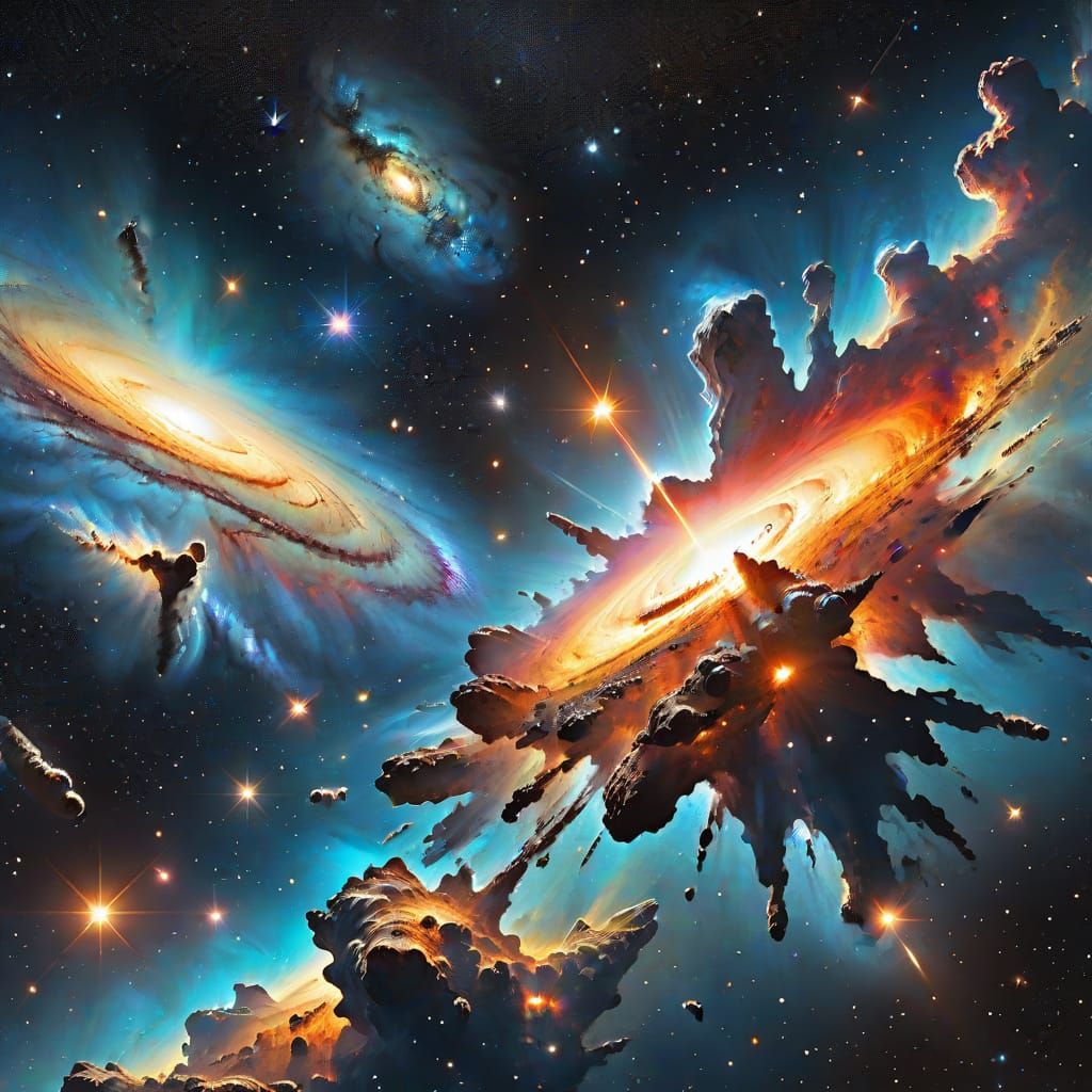 Vibrant Digital Painting of Messier 104 Galaxy