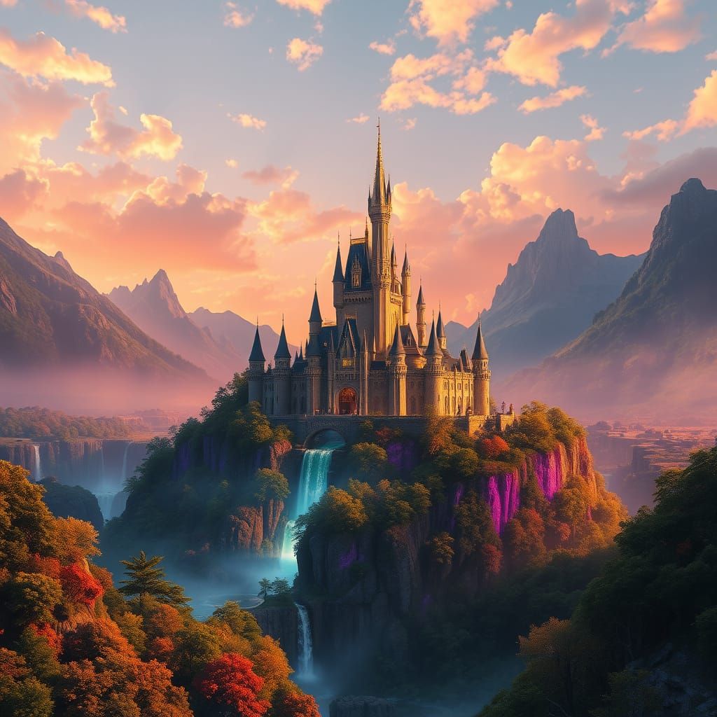 Enchanted Disney Fantasy Realm in Vibrant, Dreamlike Style