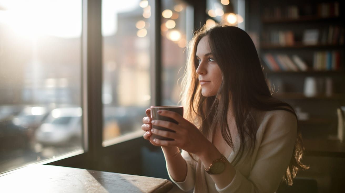 Cozy Coffee Shop Moment in Kodak Portra Style