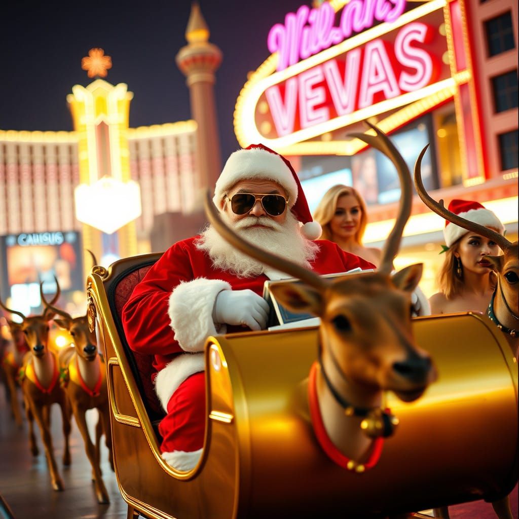 Santa Claus in Las Vegas Christmas Morning