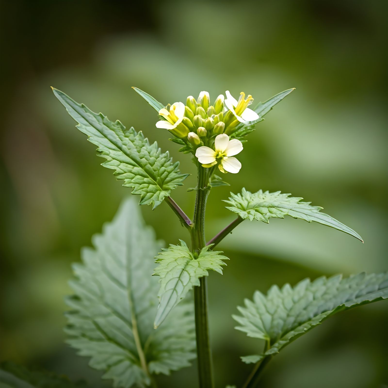 Botanical Hyperrealism: Garlic Mustard in Natural Setting