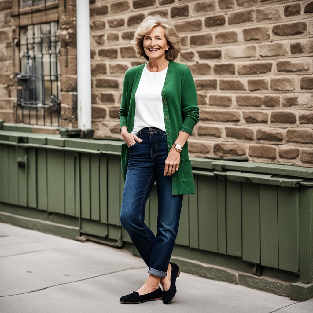 Smiling Woman in Casual Fashion