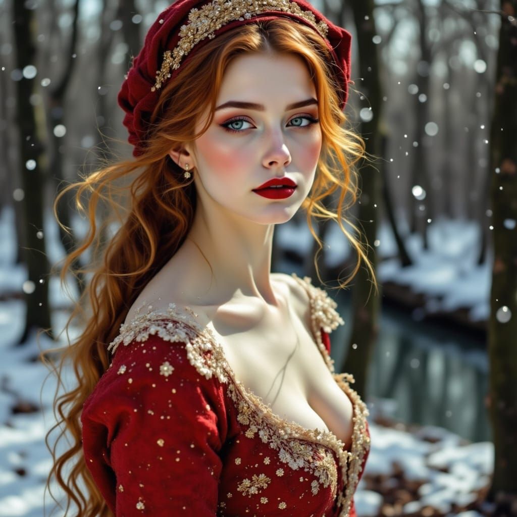 Siberian Princess with Golden Hair in Photorealistic Style