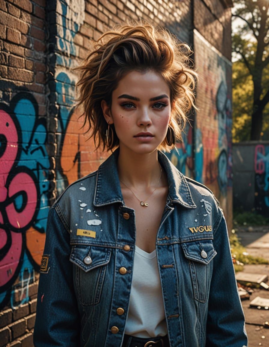 80s Vogue Cover: Woman in Gritty City Park