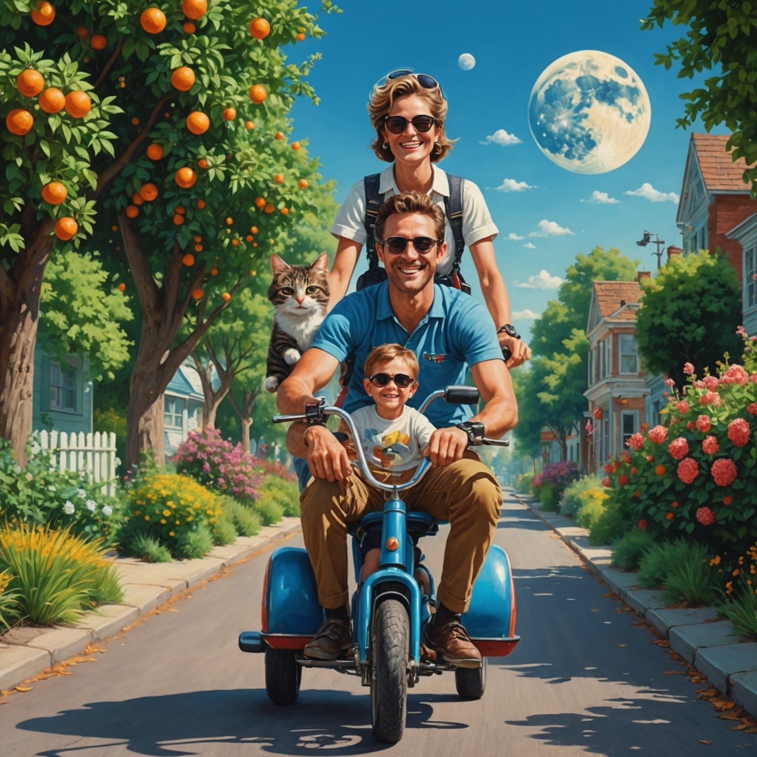 Funny Man Rides Tricycle on the Moon