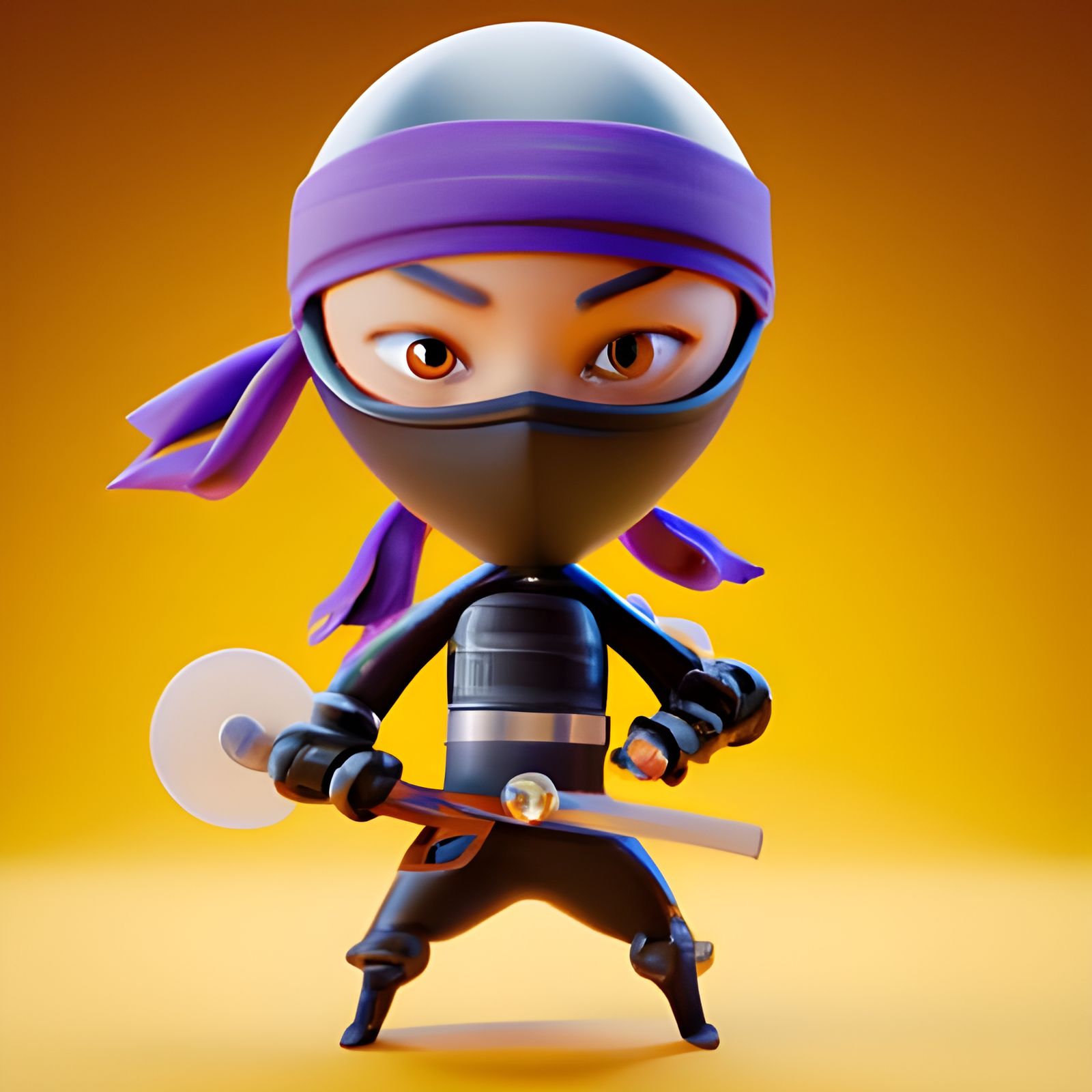 Ninja Girl in Pixar-Inspired 3D Digital Art