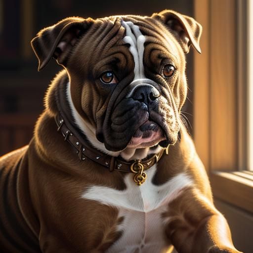 American Bulldog in Alphonso Mucha Style