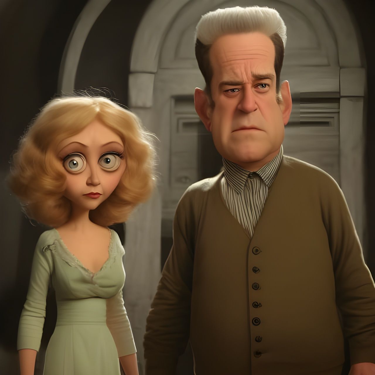 Vintage Cartoon of Famous Actors Family