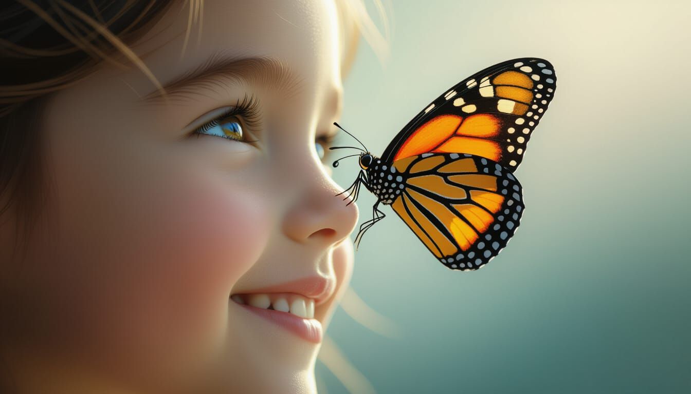 Girl with Butterfly: Hyperrealistic Cinematic Portrait