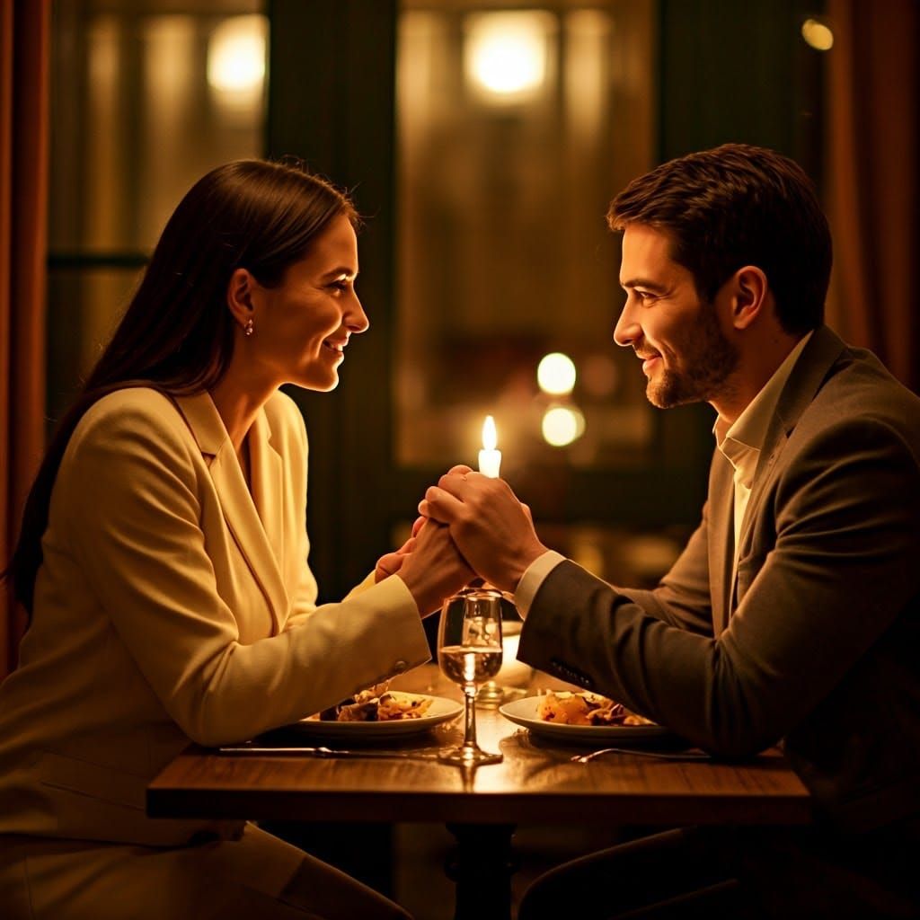 Intimate Candlelit Romance in Golden Hues