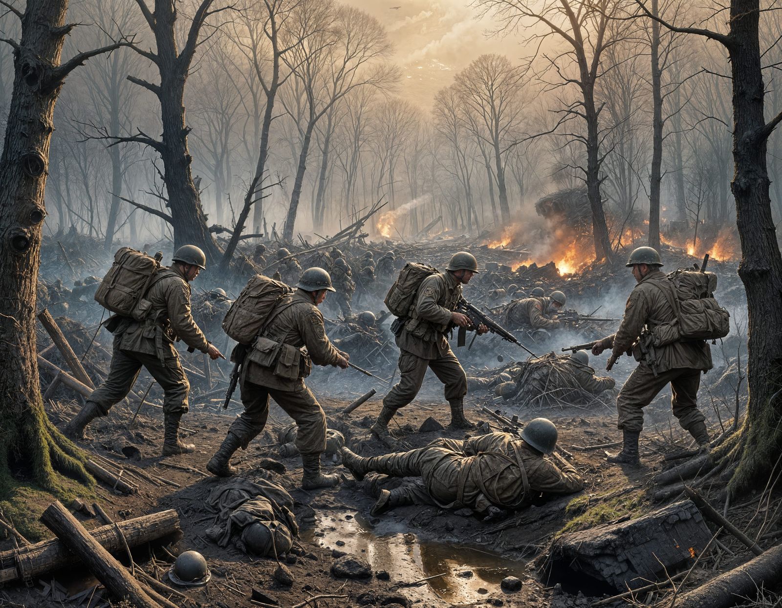 Battle Scarred Terrain in a Wartorn Winter Landscape