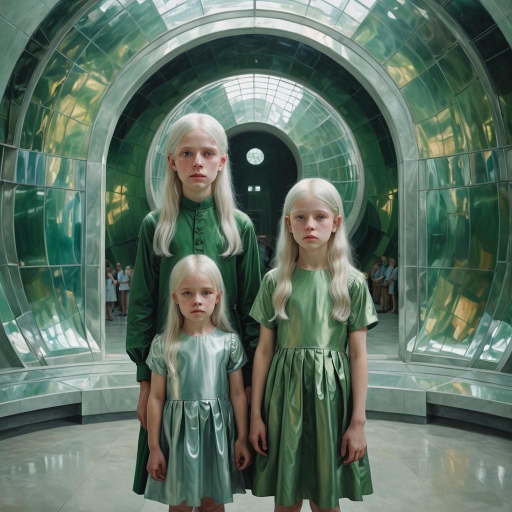 Children with White Hair in Domed Space