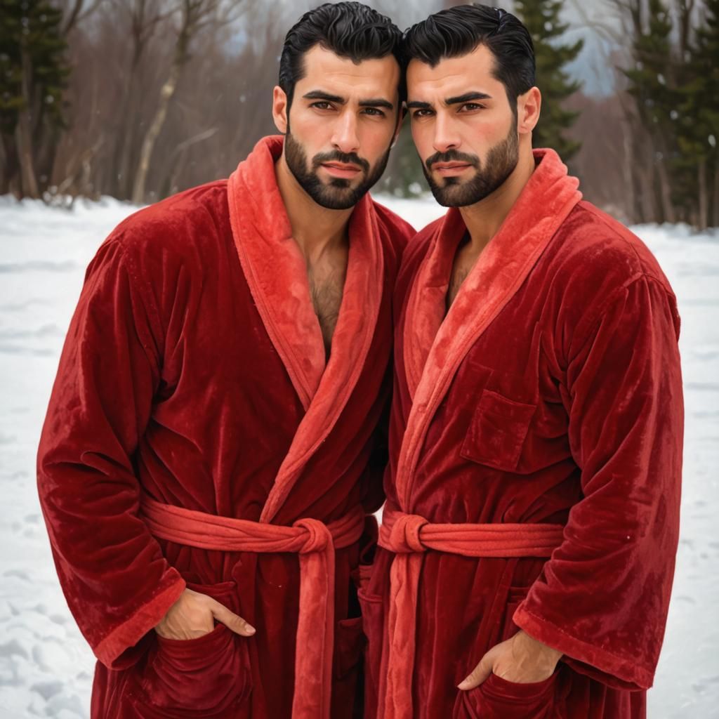 Arab Men in Red, Impasto Oil Painting