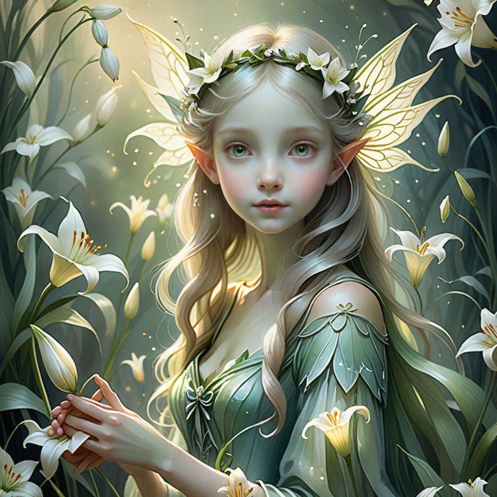 Whimsical Easter Lily Fairy