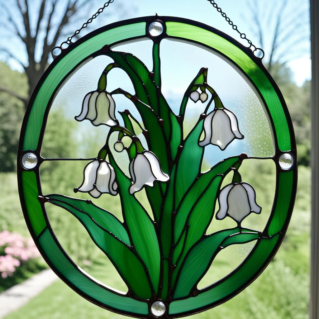 stained glass lily of the valley