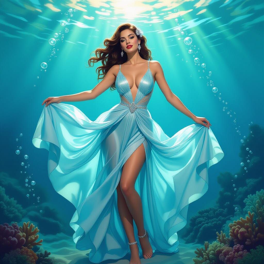 Ocean Diamond Woman in Art Deco Style