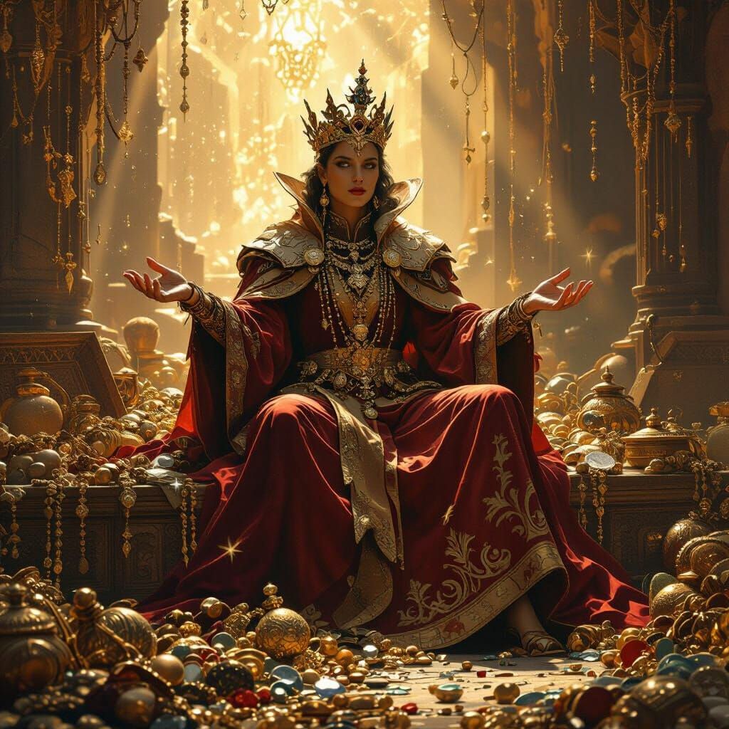 Regal Figure Amidst Divine Treasure