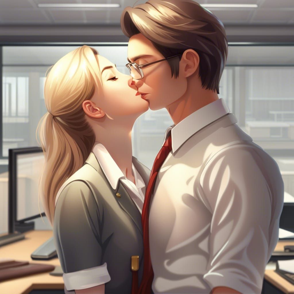 Office Lady in Kissing Pose