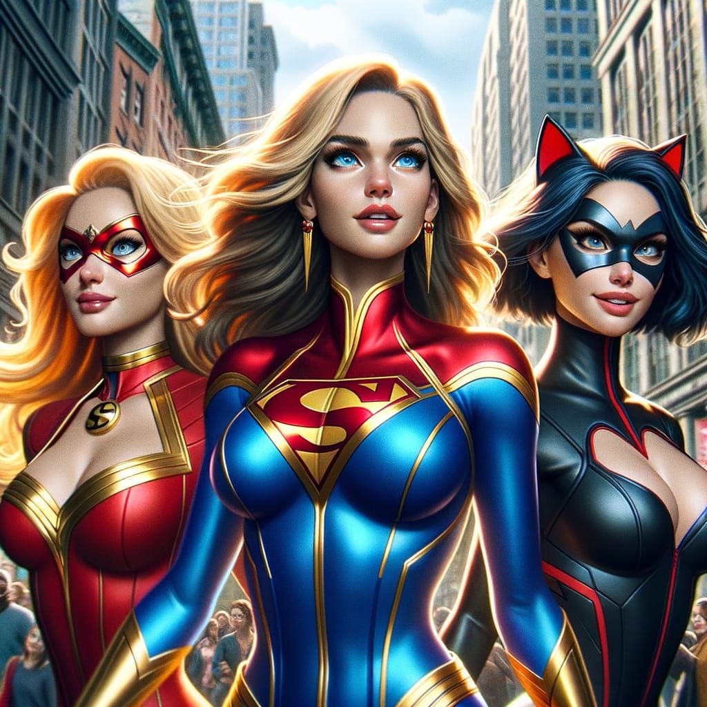 Superheroes in NYC Expressing Amazement