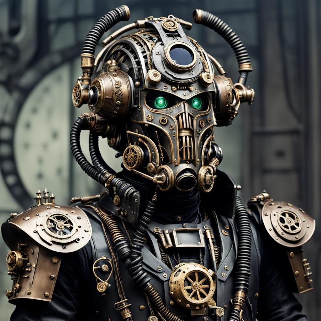Steampunk Borg Warrior with Intricate Helmet