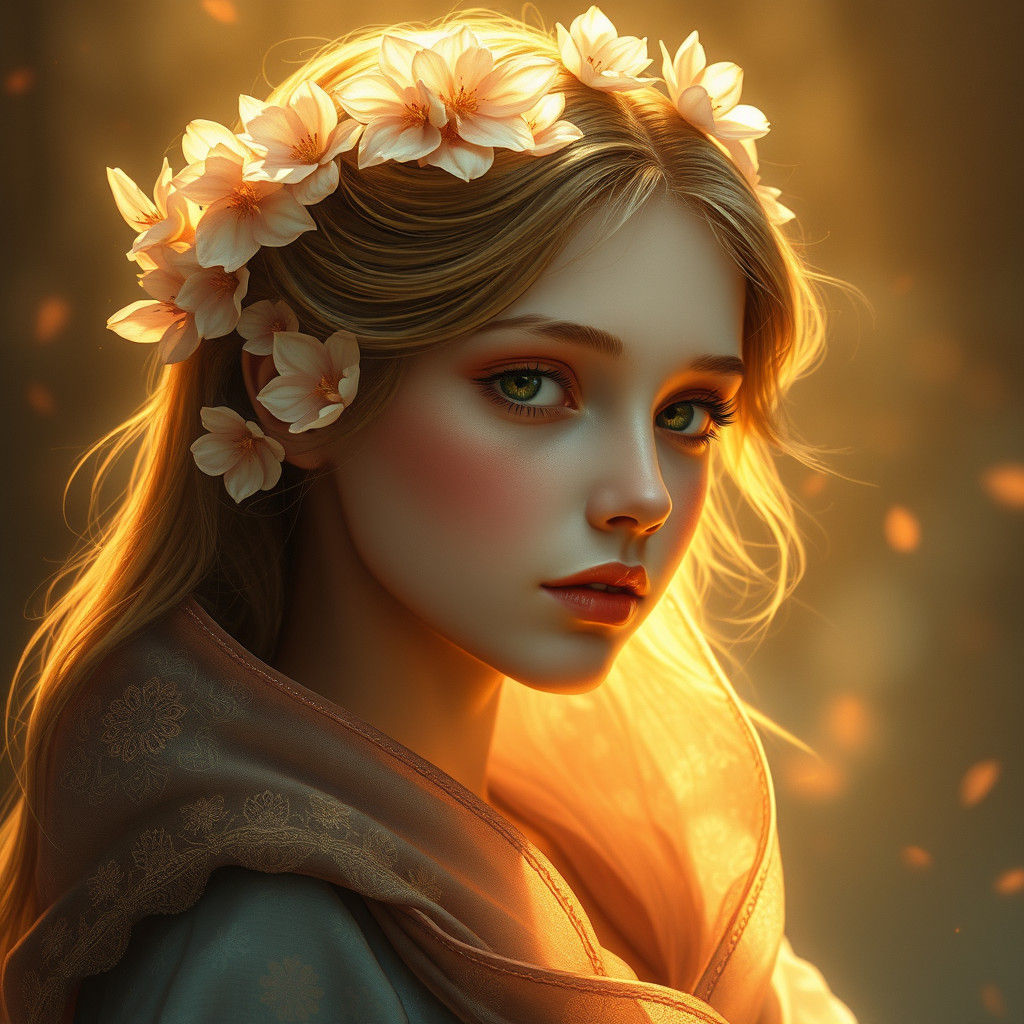 Ethereal Flower Girl Portrait in Fantasy Style