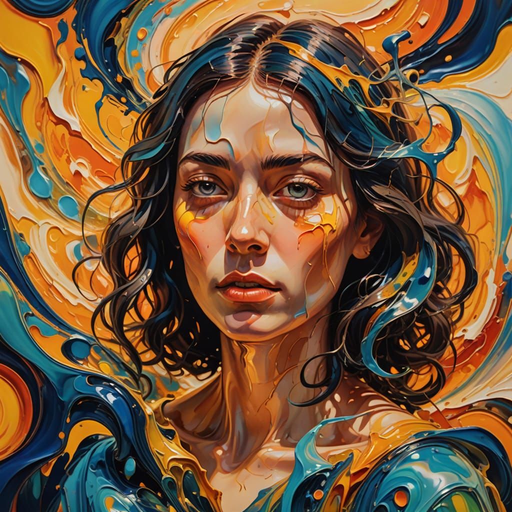 Surrealist Figure Melts in Vibrant Oil Painting