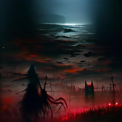 Sinister Landscape Beyond the Dark Horizon