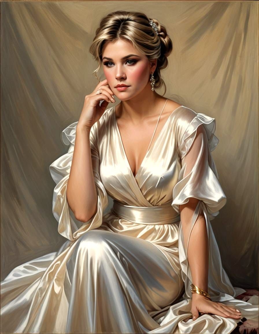 Elegant Portrait with Soft Lighting, Oil on Canvas