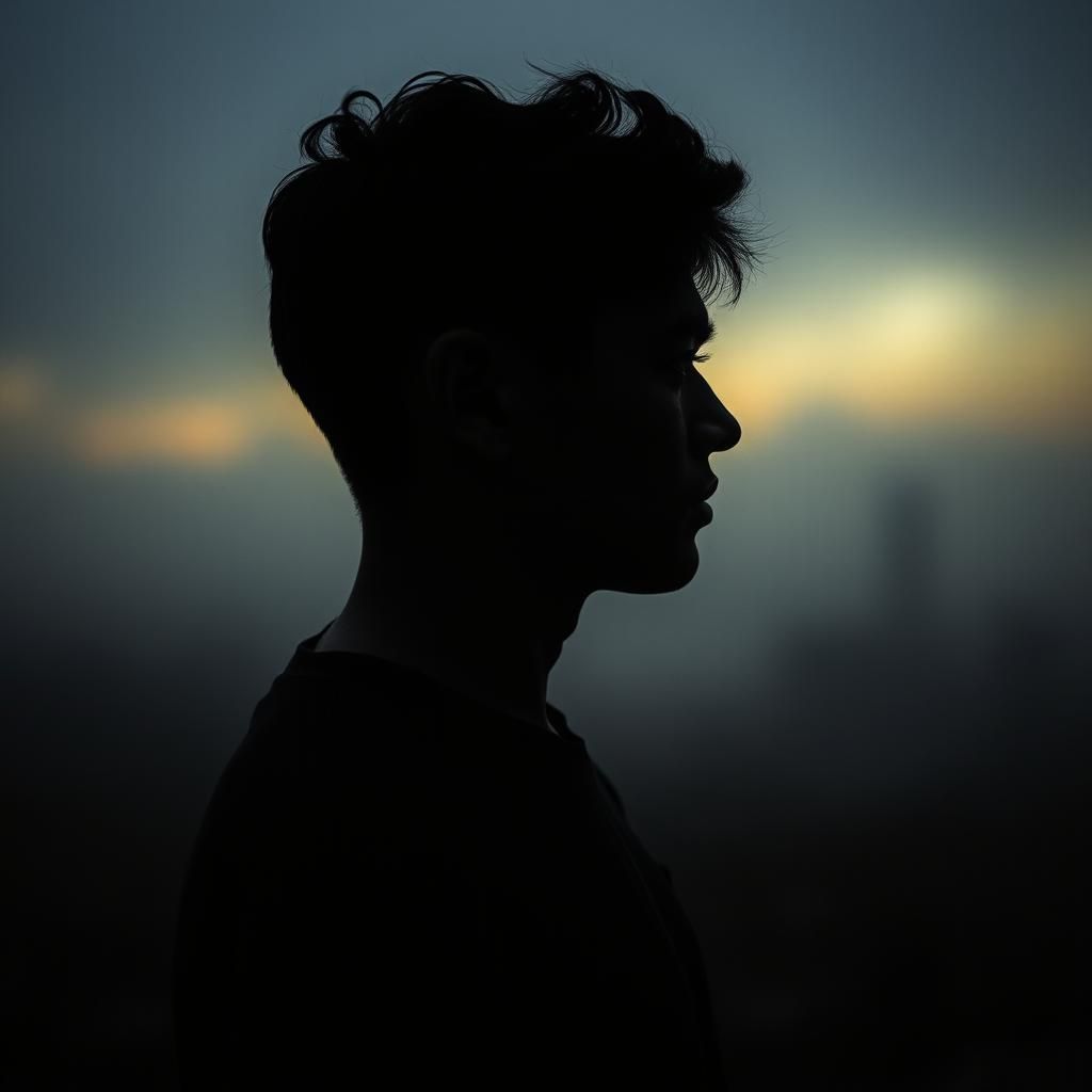 Contemplative Figure in Dreamlike Landscape