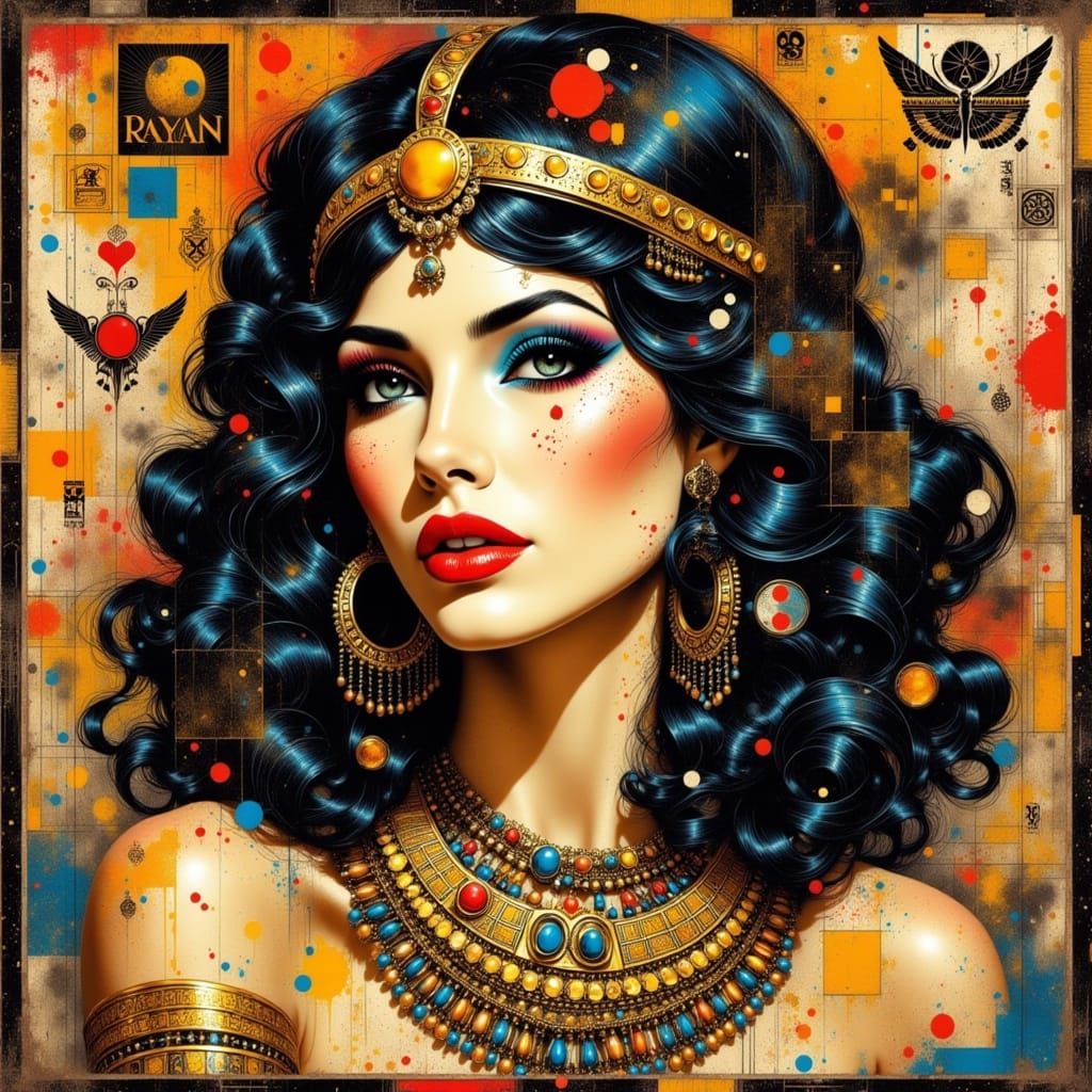 Cleopatra Portrait in Abstract Cubist Style