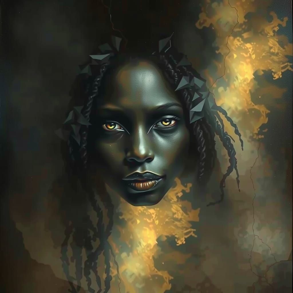 Ethereal Voodoo Woman Portrait in Dark Fantasy Style